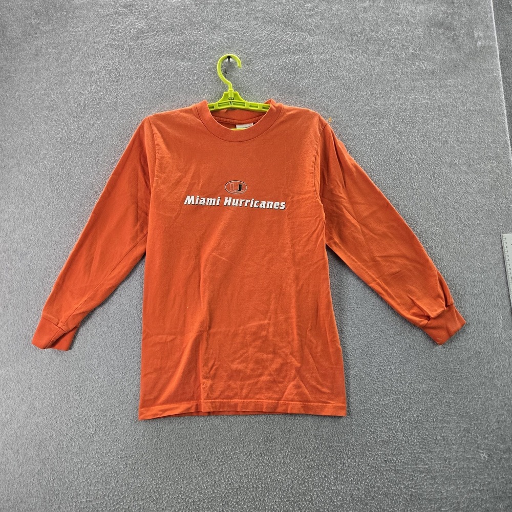 VINTAGE Miami Hurricanes Men Shirt SMALL Orange 90s Long Sleeve READ